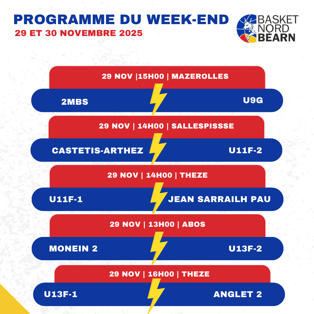 Programme du week-end des 29 et 30 Novembre