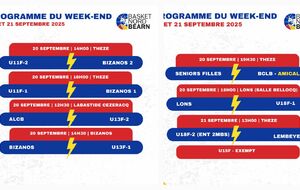 Matchs du week-end des 20 et 21 septembre 2025