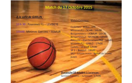 PRESENTATION MATCH DU 17 ET 18 OCTOBRE