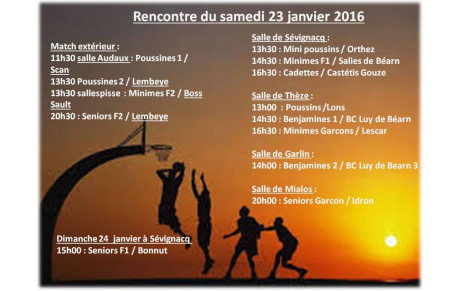 Matchs du 23 et 24 janvier 2016