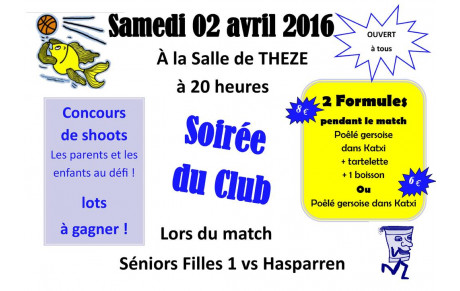 SOIREE DU CLUB SAMEDI 2 AVRIL 2016
