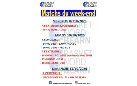 Match du week end du 10-11/10/20