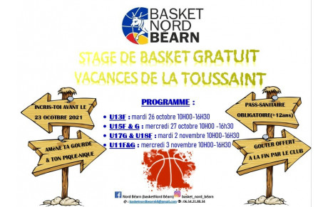 STAGE GRATUIT VACANCES DE LA TOUSSAINT