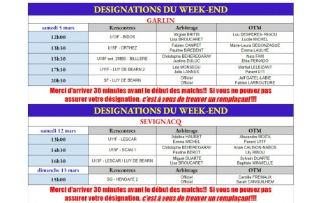 Désignations 5/6mars &amp; 12/13mars
