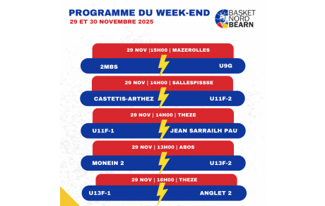 Programme du week-end des 29 et 30 Novembre